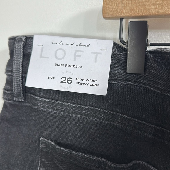 Loft Plus High Waist Skinny Crop button fly black jeans size 26. NWT. - Picture 8 of 15